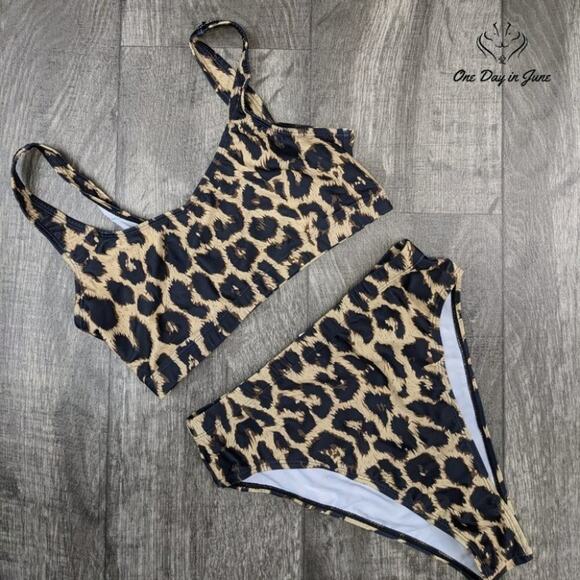 Pink Queen Crop Top High Waist Bikini Swimsuit Size XL - Picture 3 of 4